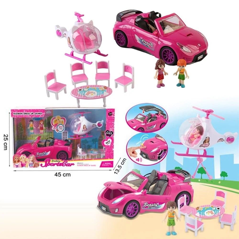 Fashion Sport Car Helicopter Play Set