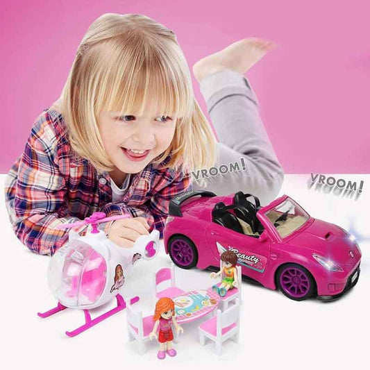 Fashion Sport Car Helicopter Play Set